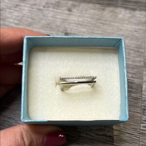 Touchstone Crystal by Swarovski silver open double band ring